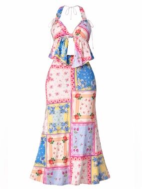 For Love And Lemons Cassandra Maxi Skirt Matching Set Patchwork Floral
